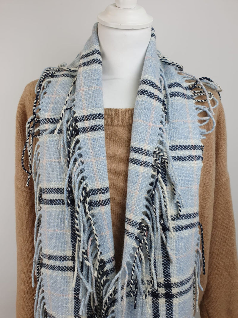 BURBERRY Wool Blend Fringed Scarf