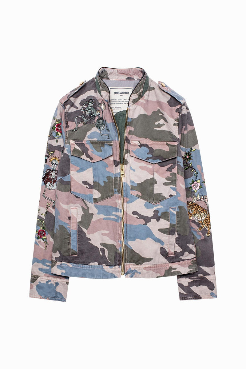 ZADIG & VOLTAIRE Kavy Embroidered Camo Jacket Size S