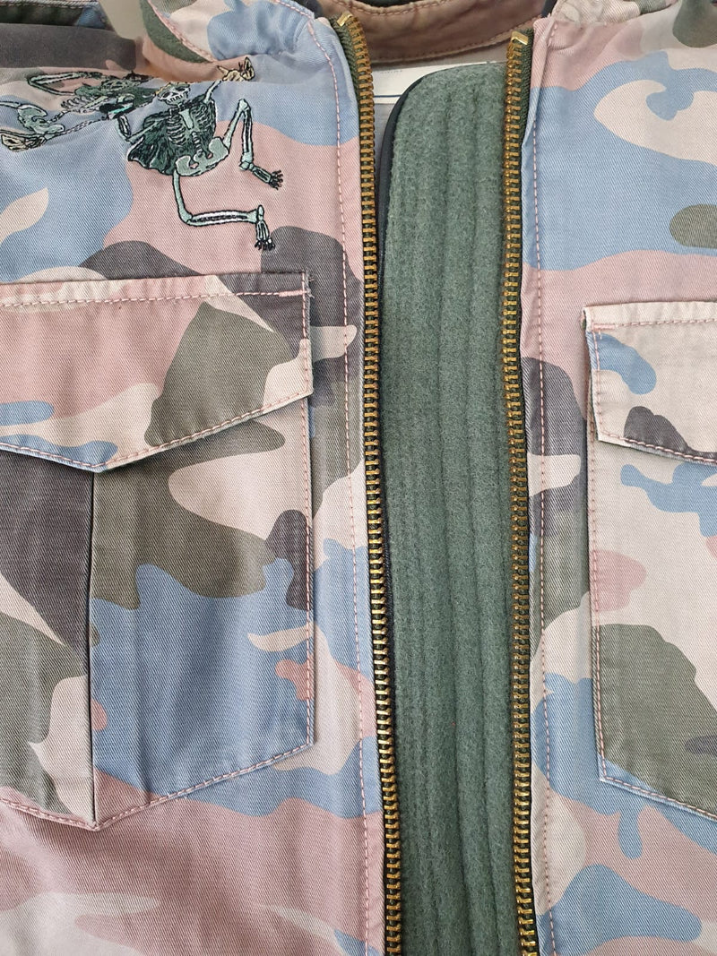ZADIG & VOLTAIRE Kavy Embroidered Camo Jacket Size S