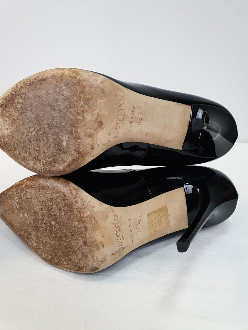 JIMMY CHOO Anouk Black Patent Leather Heels Size UK 5.5