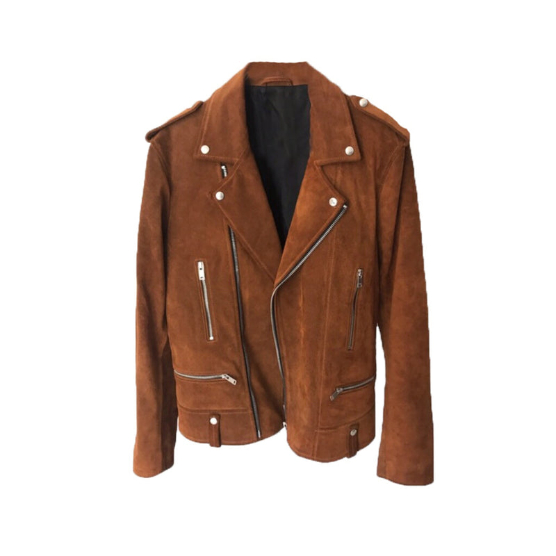 SANDRO Tan Suede Blouson Biker Jacket Size XS