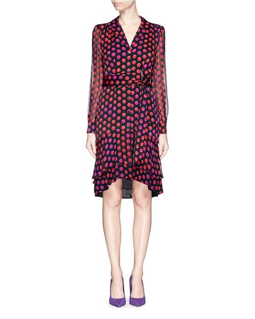 DIANE VON FURSTENBERG Catherine Two Polka Dot Dress Size M