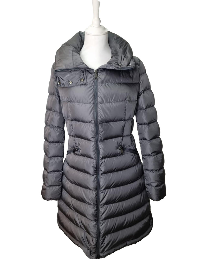 MONCLER Grey Quilted Long Puffer Size 1