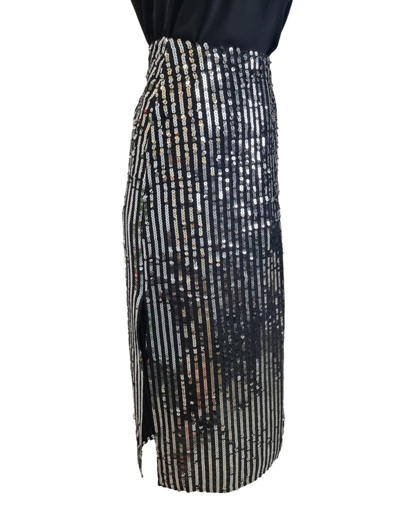 RIXO Sequin Silver/Black Skirt