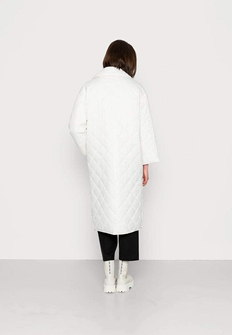 MARC O POLO Winter White Woven Quilted Long Coat Size 34