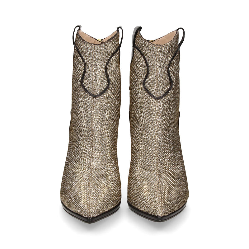 LODI Gold Sequin w/ Black Detail Boot Heel Size UK 4