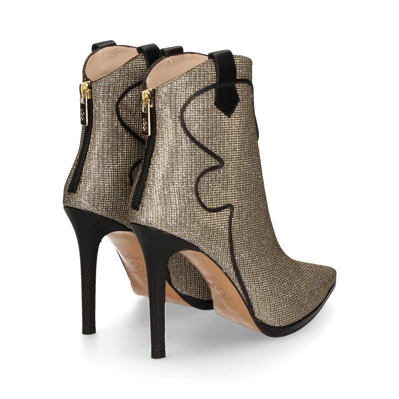 LODI Gold Sequin w/ Black Detail Boot Heel Size UK 4