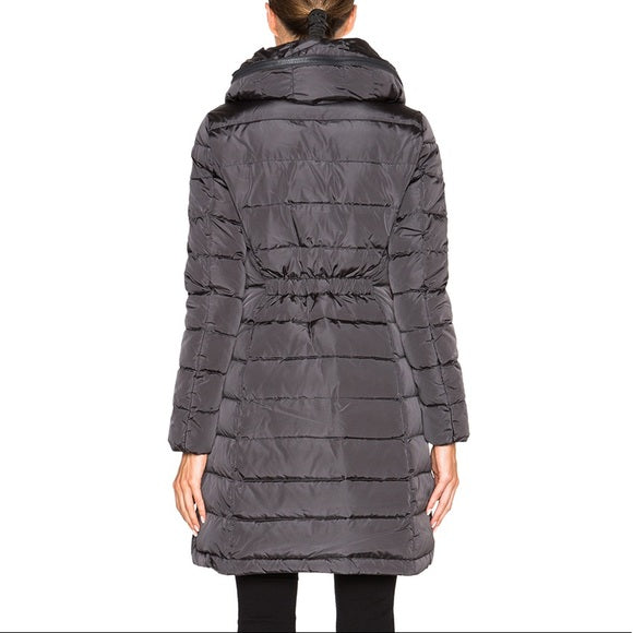 MONCLER Grey Quilted Long Puffer Size 1