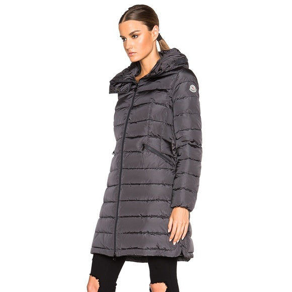 MONCLER Grey Quilted Long Puffer Size 1
