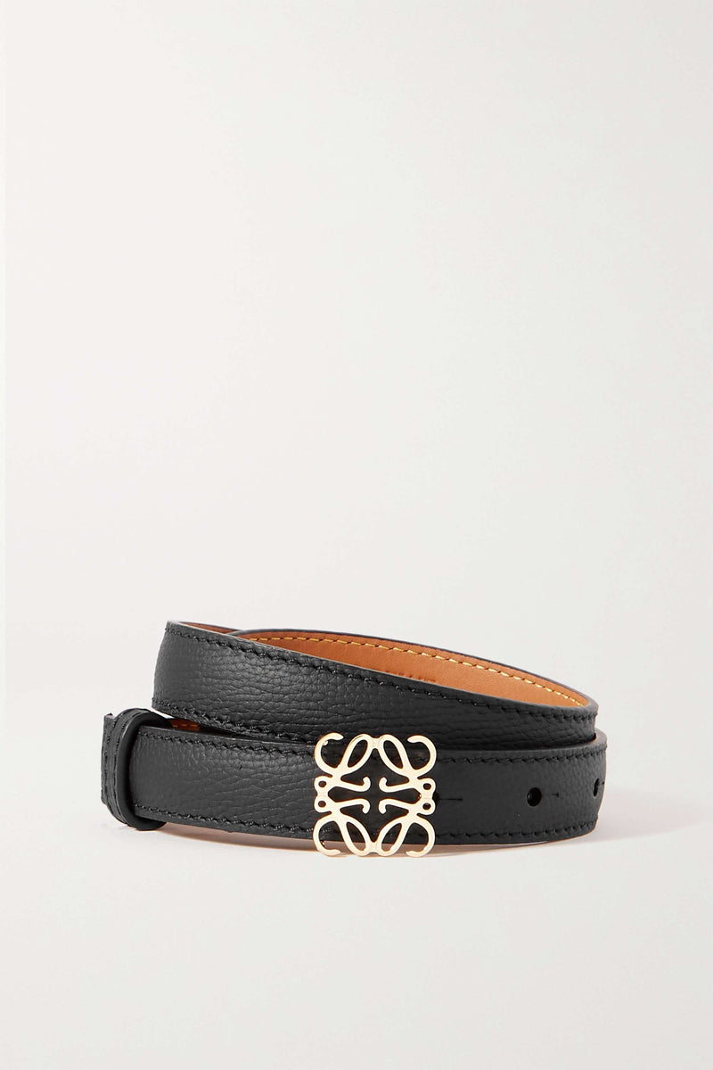 LOEWE Anagram Buckle Leather Thin Belt